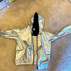 Reflective chrome zip down hoodie jacket